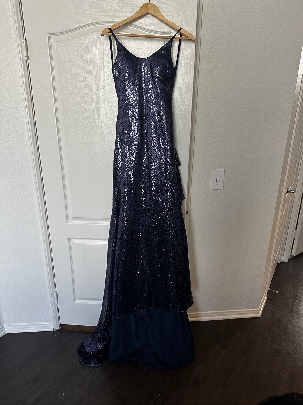 Navy Sequin Evening Gown